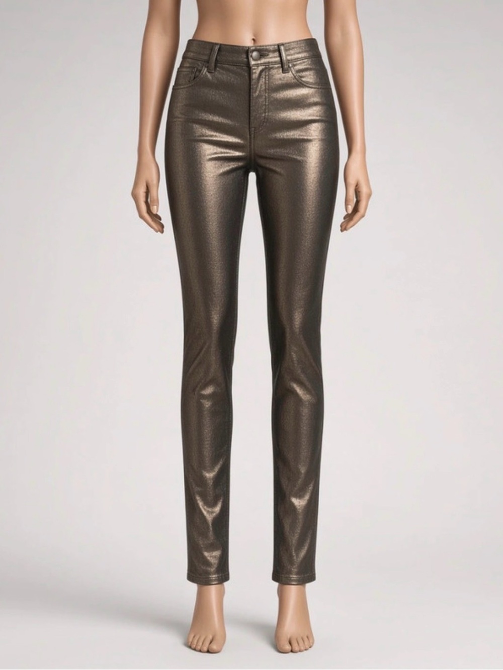 White House Black Market Metallic Bronze Skinny Jeans